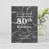 Marmer 80th Birthday Party Invitation Kaart (Staand voorkant)