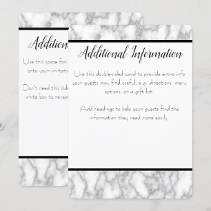 Marmer Aanvullende Info Card Kaart