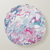 Marmer Abstract Roze en blauw Modern Liquid Rond Kussen (Achterkant)