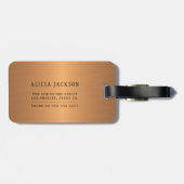 Marmer abstract schilderij koper zwart monogram bagagelabel (Achterkant horizontaal)