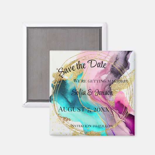 Marmer Abstract Sla de datum op Magneet (Voorkant / Achterkant)