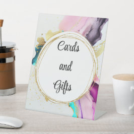 Marmer Abstract Teken Reclamebord Met Voetstuk