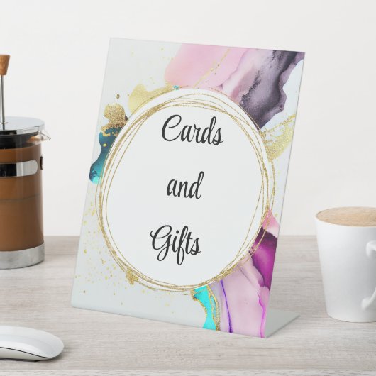 Marmer Abstract Teken Reclamebord Met Voetstuk (Insitu)