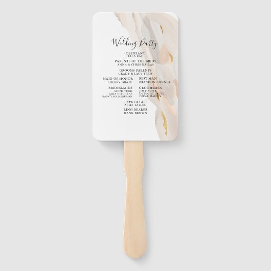 Marmer Abstracte bruiloft programma fan Handwaaier (Achterkant)