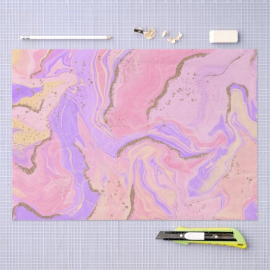 Marmer achtergrond - roze en paars tissuepapier (Craft)