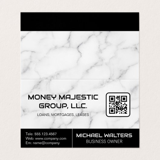 Marmer Achtergrond | Visitekaartje QR-code (Buitenkant ongevouwen)