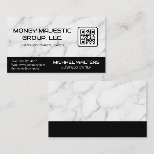 Marmer Achtergrond | Visitekaartje QR-code (Voorkant / Achterkant)
