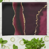 Marmer Agaat Chic Zwart Paars Goud Glitters Theedoek (Gevouwen)