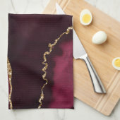 Marmer Agaat Chic Zwart Paars Goud Glitters Theedoek (Quarter Fold)