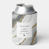 Marmer Agaat Goud Glitter Monogram Trouwnamen Blikjeskoeler (Blikje Voorkant)