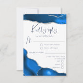 Marmer Agaat Koninklijk blauw Menu Keuze Bruiloft (Voorkant)