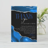 Marmer Agaat Koninklijke blauwe bruiloft Bedankkaart (Staand voorkant)