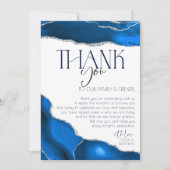 Marmer Agaat Koninklijke blauwe bruiloft Bedankkaart (Voorkant)