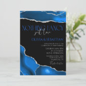 Marmer Agaat Koninklijke blauwe bruiloft Kaart (Staand voorkant)