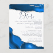 Marmer Agaat Royal blauw bruiloft Details Informatiekaartje (Voorkant)