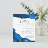 Marmer Agaat Royal blauw bruiloft Details Informatiekaartje (Staand voorkant)
