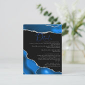 Marmer Agaat Royal blauw bruiloft Details Informatiekaartje (Staand voorkant)