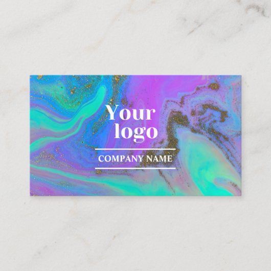 Marmer Agaat Trendy Hologram Instagram QR Code Visitekaartje (Voorkant)