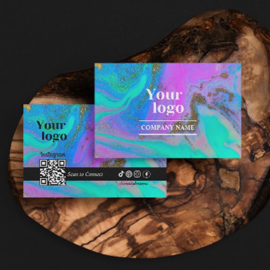 Marmer Agaat Trendy Hologram Instagram QR Code Visitekaartje