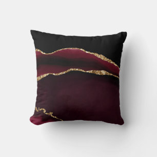 Marmer Agate Chic Zwart Paars Goud Glitter Kussen