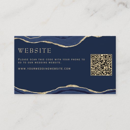 Marmer Agate Gold Glitter Wedding Website QR Informatiekaartje (Voorkant)