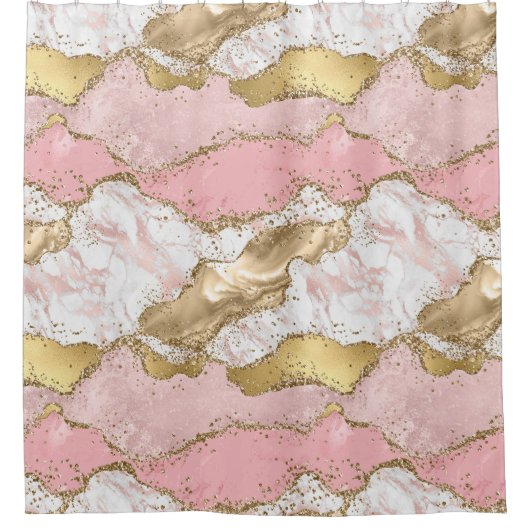 marmer agate gouden roze douchegordijn (Voorkant)
