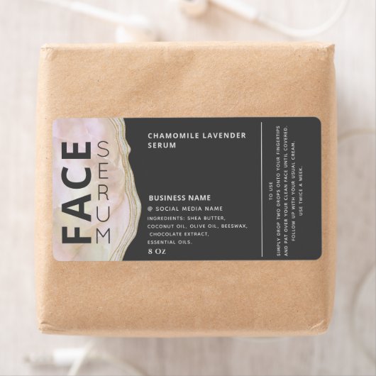 Marmer agate professioneel grijs gelaathaar etiket (Insitu)