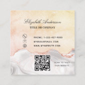 Marmer agate roos goud logo QR code elegant Vierkante Visitekaartje (Achterkant)