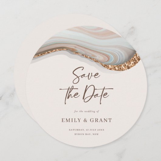 Marmer Agate sparen de Uitnodiging van de Datum Ro (Voorkant / Achterkant)