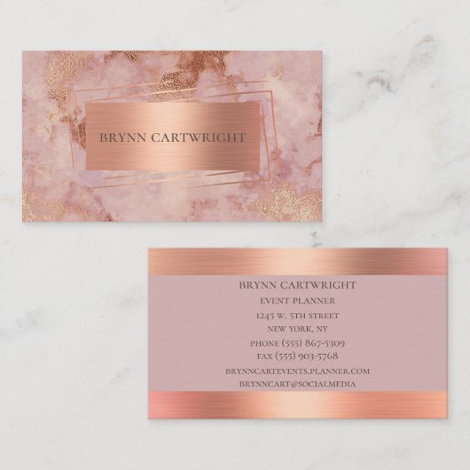 Marmer and Roos Gold Shimmer Modern Elegant Visitekaartje (Voorkant / Achterkant)
