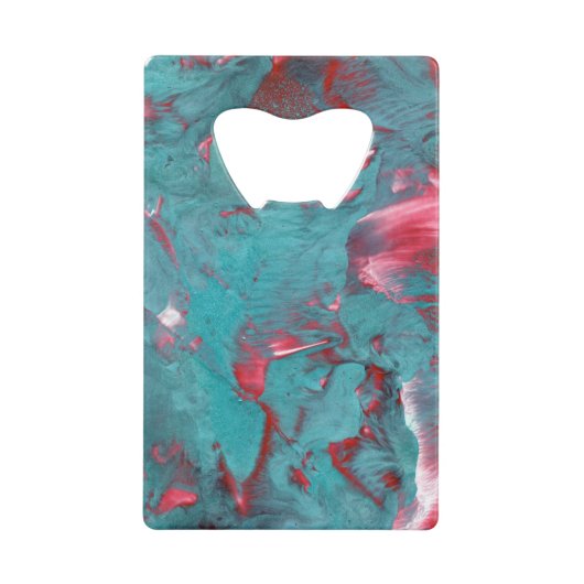 Marmer Aqua Kleurenpatroon Creditkaart Flessenopener (Voorkant)