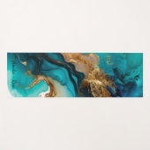 Marmer Aqua Teal Goud Yogamat (Voorkant (horizontaal))