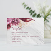 Marmer & Autumn Burgundy Wedding Reception Details RSVP Kaartje (Staand voorkant)