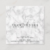 Marmer Background Black en White Modern Monogram Vierkante Visitekaartje (Achterkant)