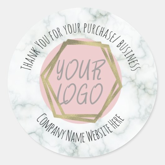 Marmer Bedankt Zakelijk Logo Ronde Sticker (Voorkant)