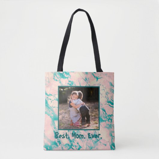  marmer Best Mam ooit roze en Blue Canvas tas (Voorkant)