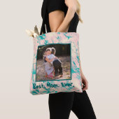  marmer Best Mam ooit roze en Blue Canvas tas (Dichtbij)