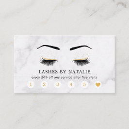 Marmer Black en Gold Lash Brow Salon Loyalty Kaart Visitekaartje
