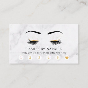 Marmer Black en Gold Lash Brow Salon Loyalty Kaart Visitekaartje