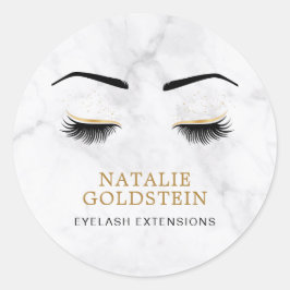 Marmer Black en Gold Lash en Brow Beauty Ronde Sticker