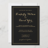 Marmer Black en Gold Wedding Kaart (Voorkant)