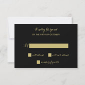 Marmer Black en Gold Wedding RSVP Kaartje (Achterkant)