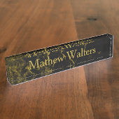 Marmer Black met Gold Custom Naambordje (Zijkant)