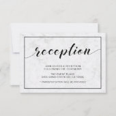 Marmer & Black Modern Typography Wedding Reception Kaart (Voorkant)
