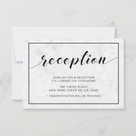 Marmer & Black Modern Typography Wedding Reception Kaart