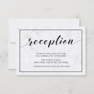 Marmer & Black Modern Typography Wedding Reception Kaart