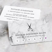 Marmer Black & White Scissors Salon Loyalty Kaart Visitekaartje