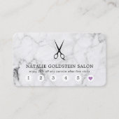 Marmer Black & White Scissors Salon Loyalty Kaart Visitekaartje (Voorkant)