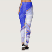 Marmer Blauw Goud, Abstract Modern. Leggings (Achterkant)