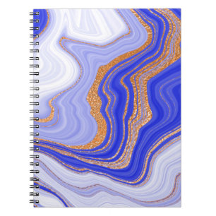 Marmer Blauw Goud, Abstract Modern. Notitieboek